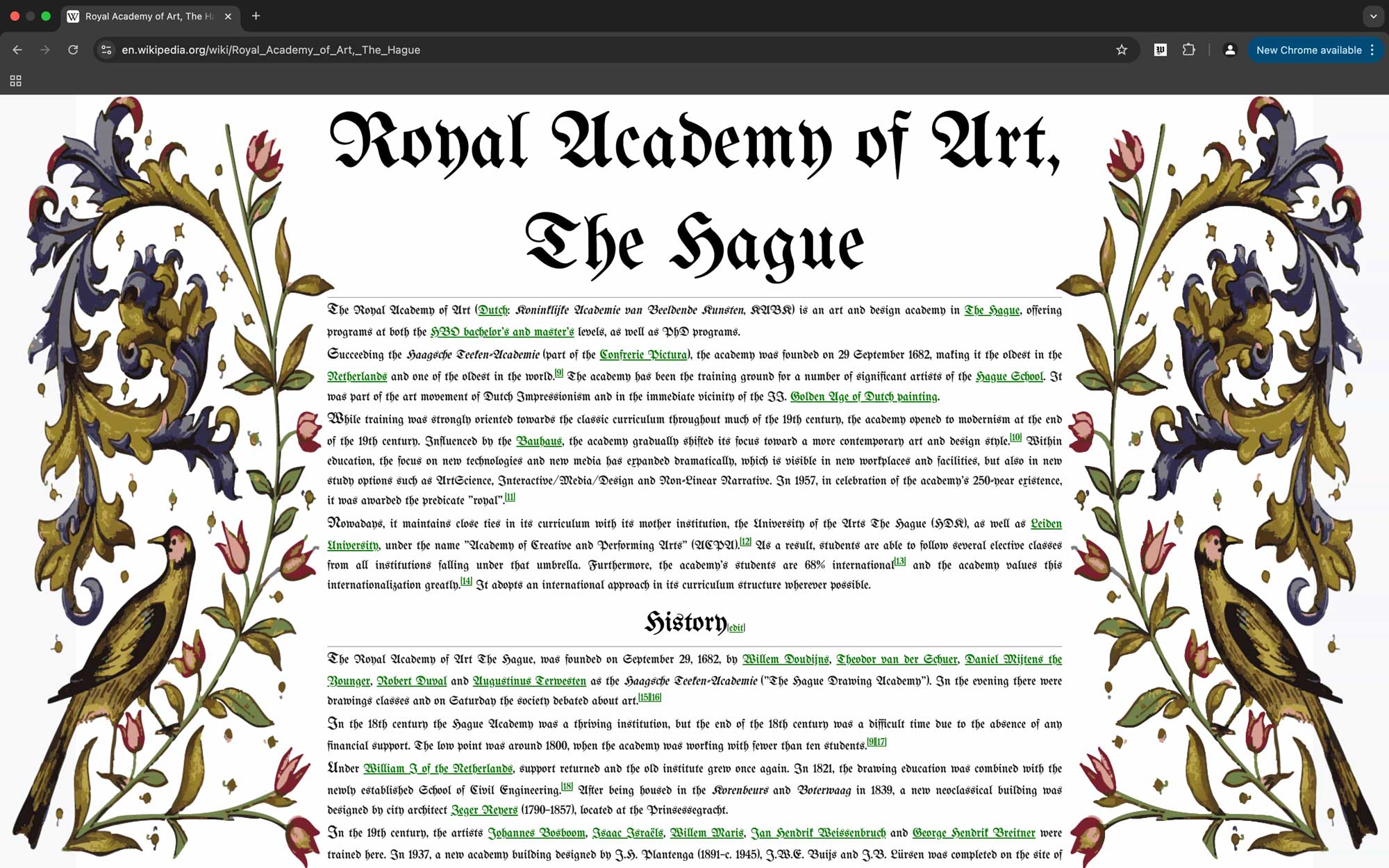 Example of the webextension in use